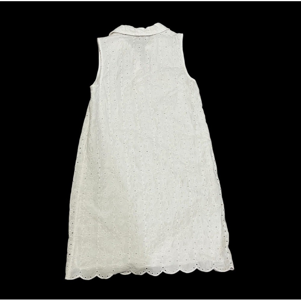 Vineyard Vines White Eyelet Lucaya Dress Size 0 Cotton Sleeveless Scalloped Hem - Picture 3 of 6